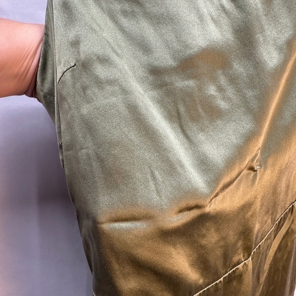 Reformation Oaklie Silk Slip Midi Dress Artichoke Green Size 10 - Picture 13 of 14